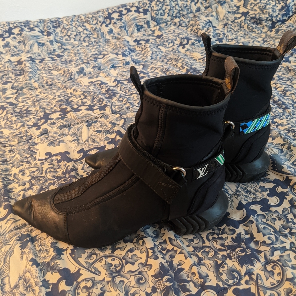 Louis Vuitton Black Neoprene and Leather Deep Sea Pointed Toe Ankle Boots
